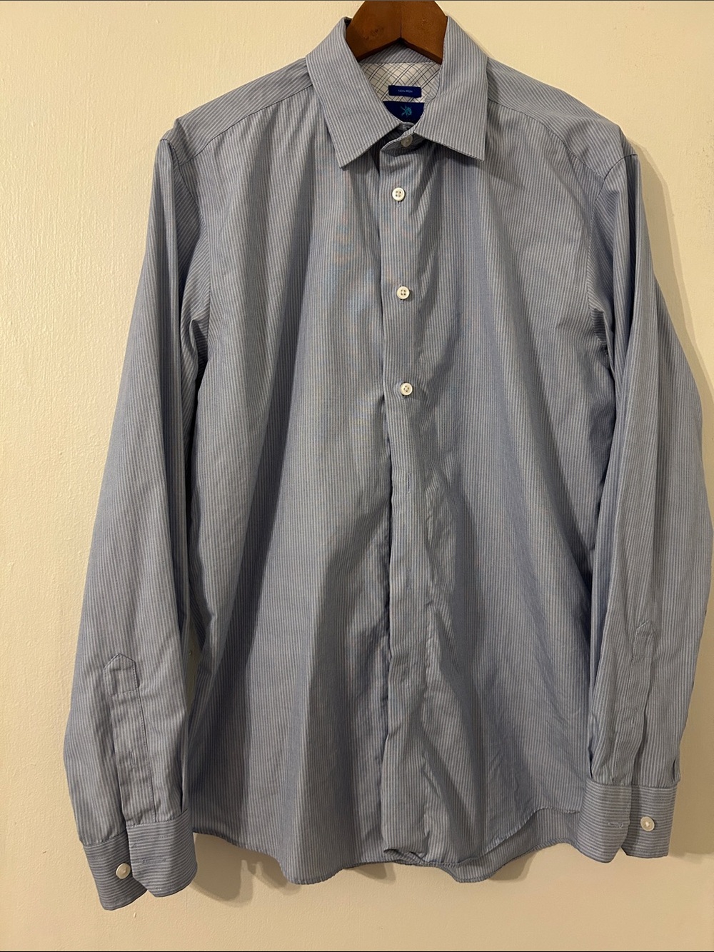 Blue Pinstripe Casual Dress Shirt